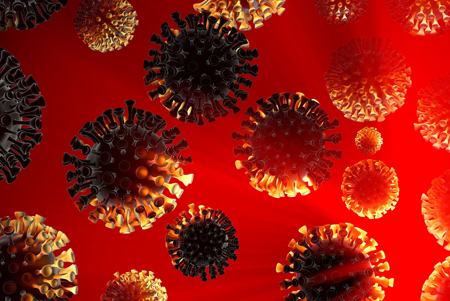 Coronavirus Wuhan, China COVID-19 molecules flying in the space. Microscopic photography. The concept of the epidemic virus infection and the risk of life. Care of health. 3D illustration of cells